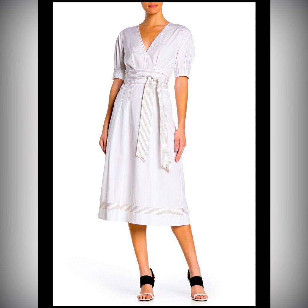 Veranica Beard white flowing Salome dress tie waist cotton dress 14